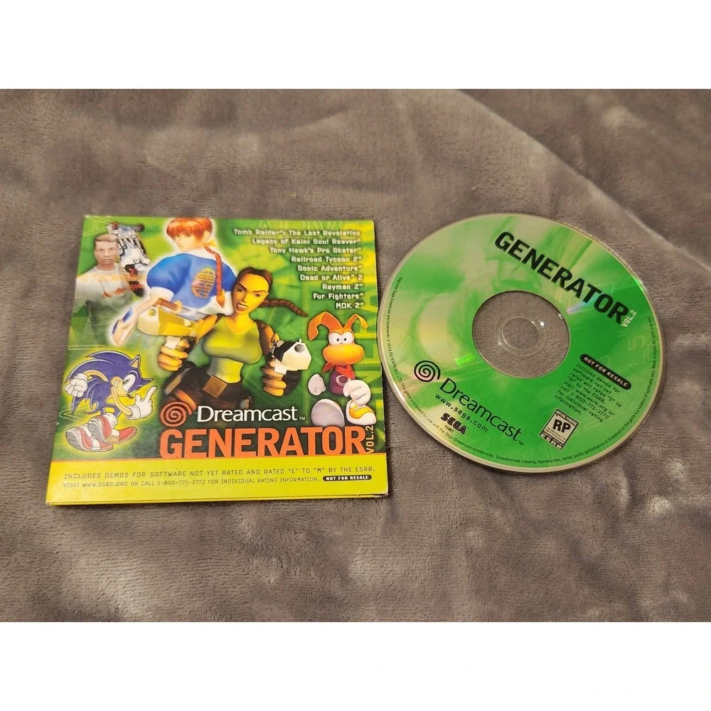 Sega Dreamcast Generator Volume 2 Includes Demo Games Tomb Raider Preowned